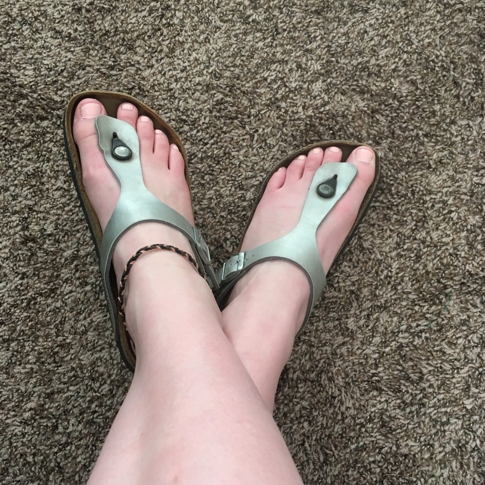 Silver Birkenstock sandals